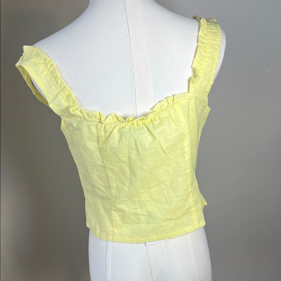 Yellow Ruffle Strap Button-Down Top - Picture 3 of 4